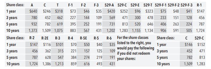 Share classes you would pay if you did not redeem your shares.
